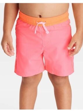 Boys cat & jack Swim Trunks - Neon Pink with Orange Waistband